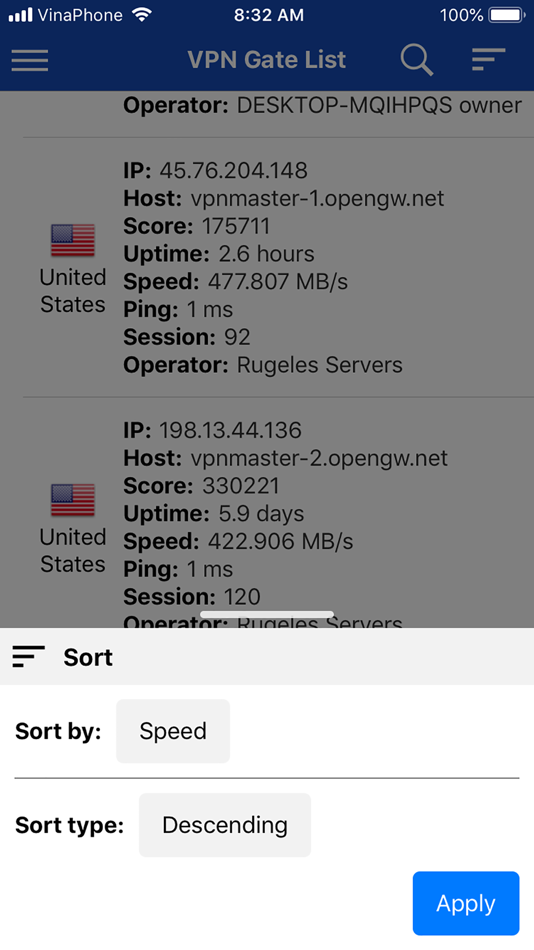#3. VPN Gate List (iOS) By: Hoang Nguyen Dong