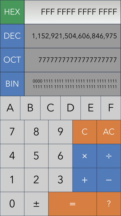 Developer Calc Hex Dec Oct Bin Screenshot