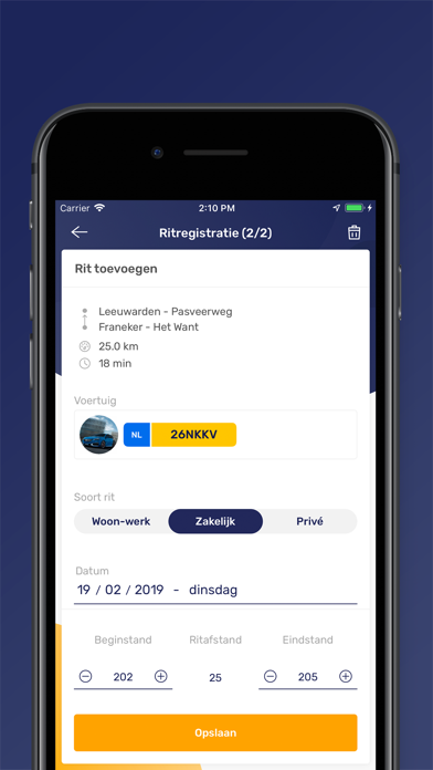 Rittenregistratie Screenshot