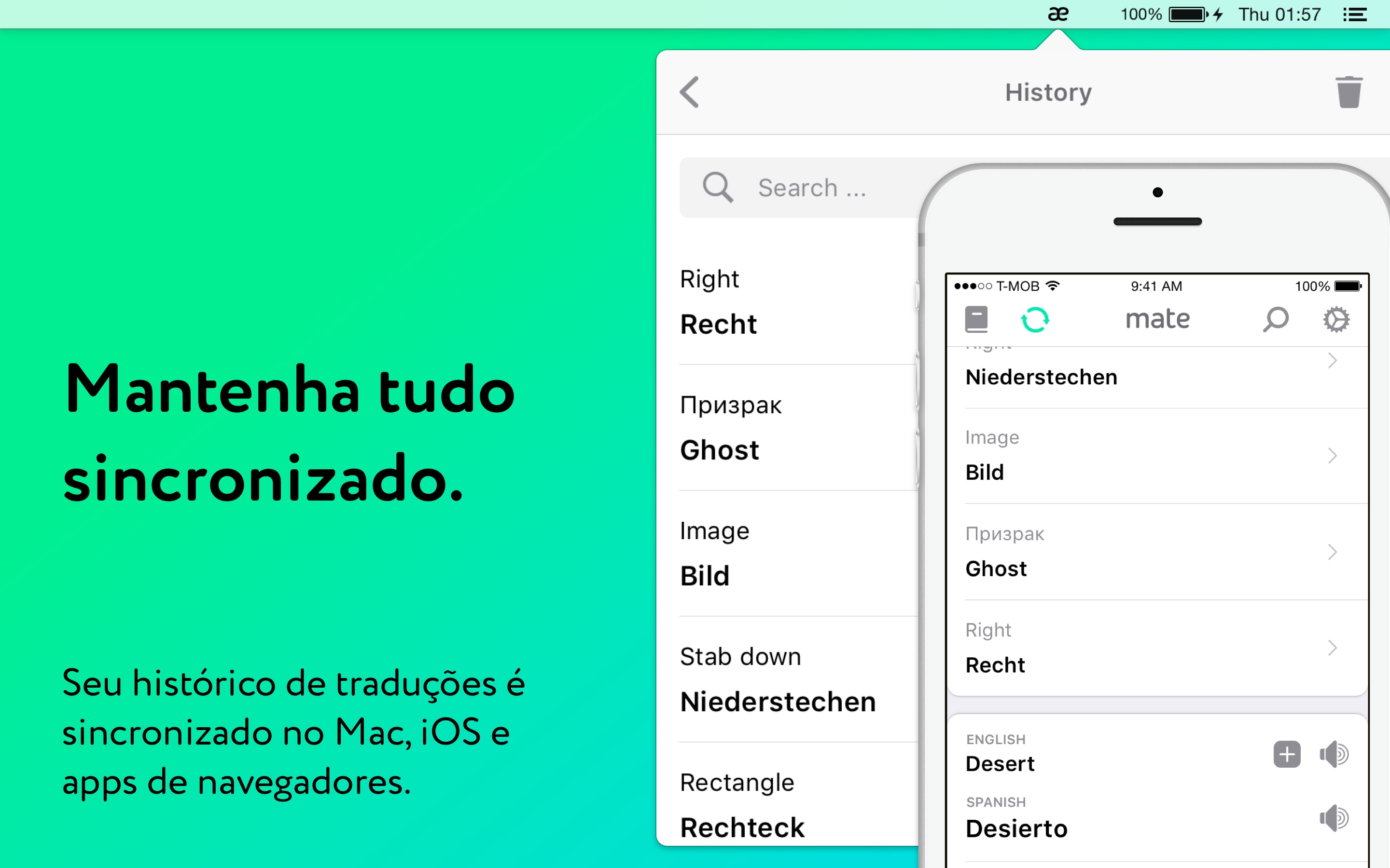 Screenshot do app Tradutor por Mate