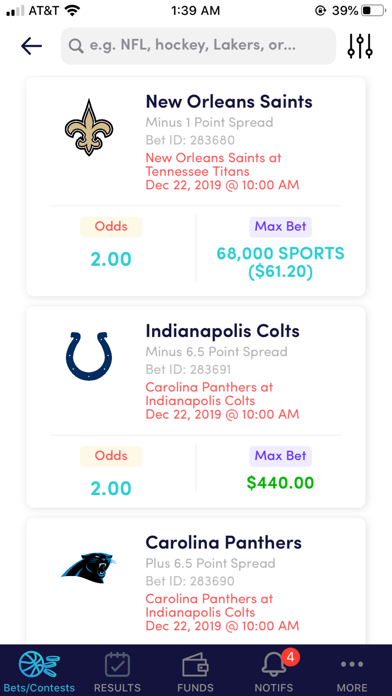 ZenSports Bet US Screenshot