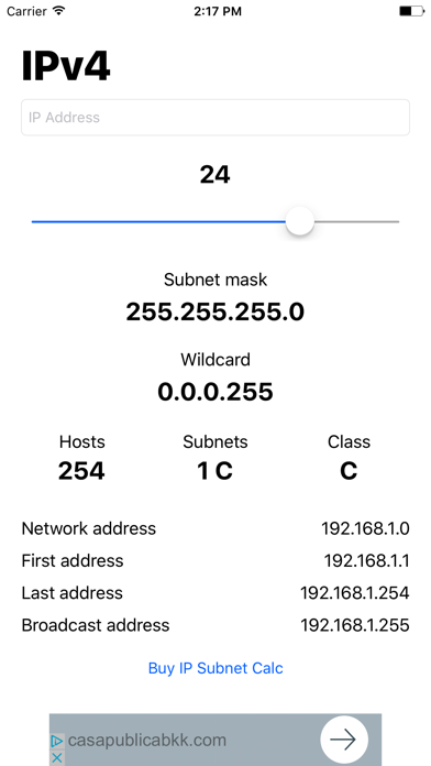 Screenshot #1 pour IP Subnet Calc