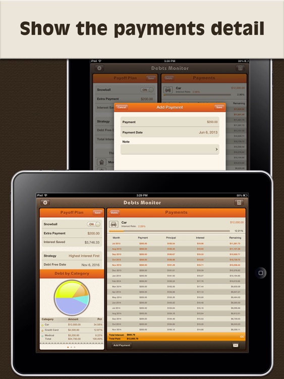 Debts Monitor for iPad