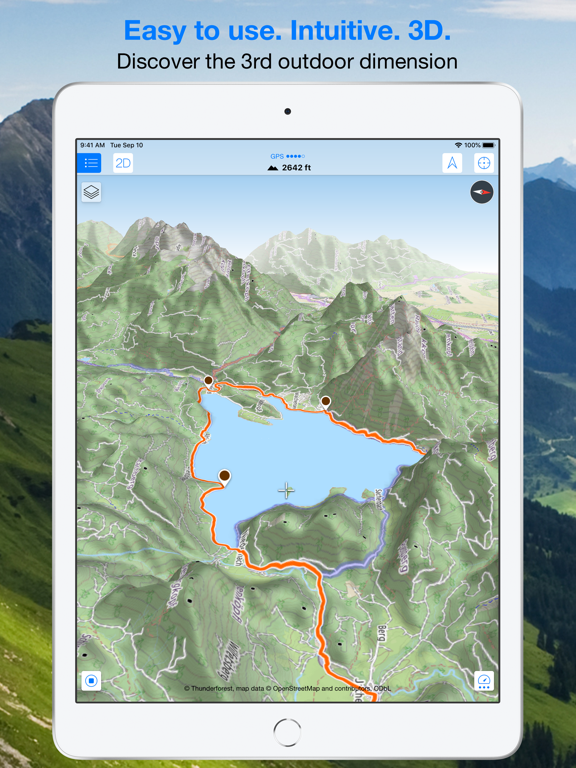 Maps 3D PRO - Hike & Bike iPad screenshot 1 - Navigation app