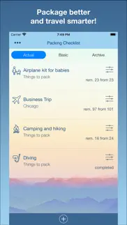 travel packing checklists iPhone Captures Décran 1