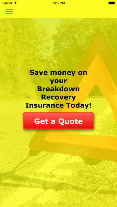 Breakdown Recovery Insurance Screenshot