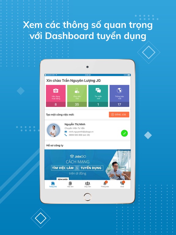 JobsGO - Nhà Tuyển Dụng iPad screenshot 1 - Business app