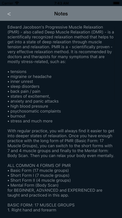 Progressive Muscle Relaxation. Screenshot