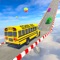 Get ready for the innovative idea of the impossible bus in the form of a school bus stunt on the mega ramp