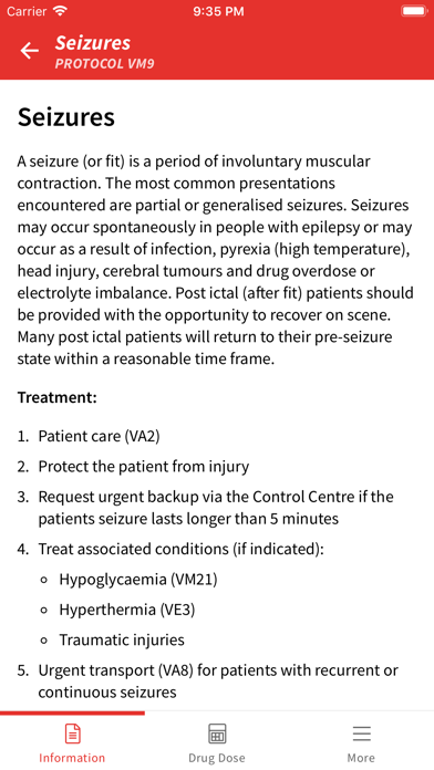 Vol NSW Ambulance Protocols Screenshot