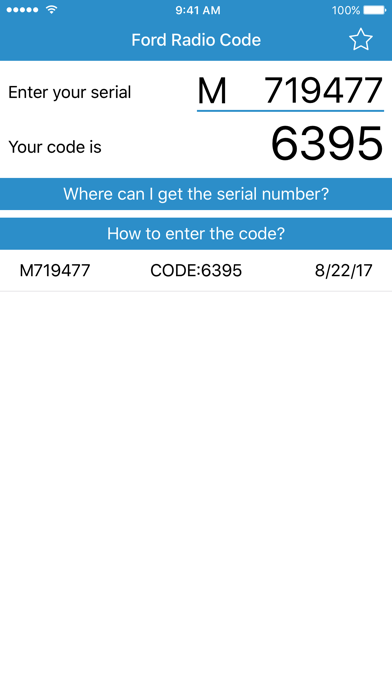 Radio Code for Ford M Screenshot