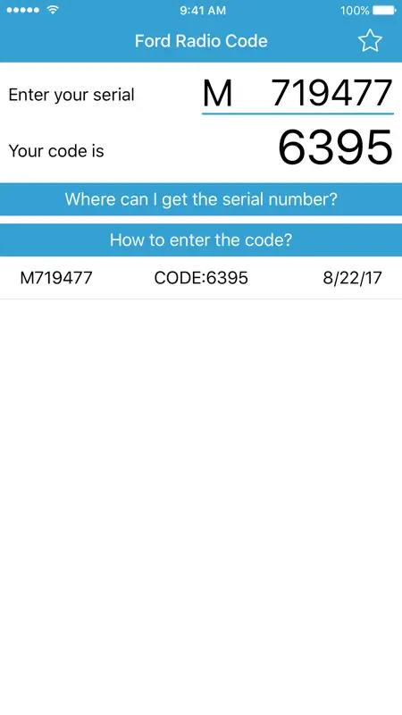 Radio Code for Ford M screenshot 2 of 4