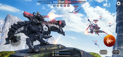Jurassic Monster World 3D FPS - 強力な重武装恐竜が据え付けられた砲台から敵機を狙撃し、広範囲にわたる遠距離攻撃を展開しています。