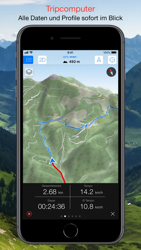 Maps 3D PRO  Wandern & Fahrrad iPhone App Screenshot 2 – Navigation