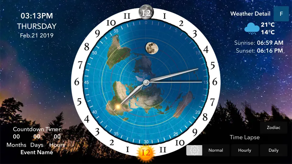 Flat Earth Sun & Moon Clock iPhone Ekran Görüntüsü 1