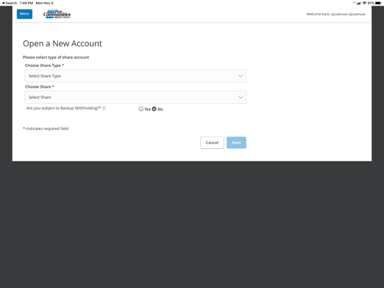 Fox Communities CU iPad screenshot 2 - Finance app