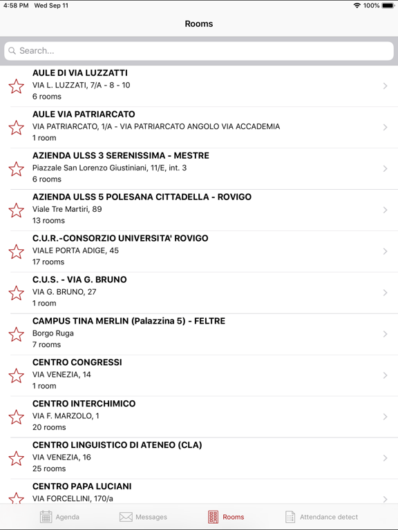 OrariUniPD iPad screenshot