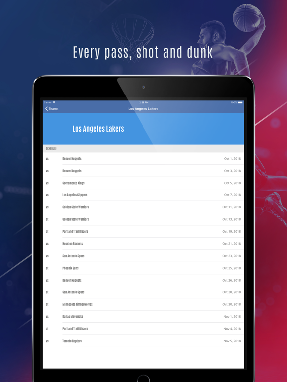 Basketball Schedule NBA 2025 iPad screenshot 4 - Sports app