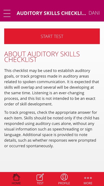 Auditory Skills Checklist Lite