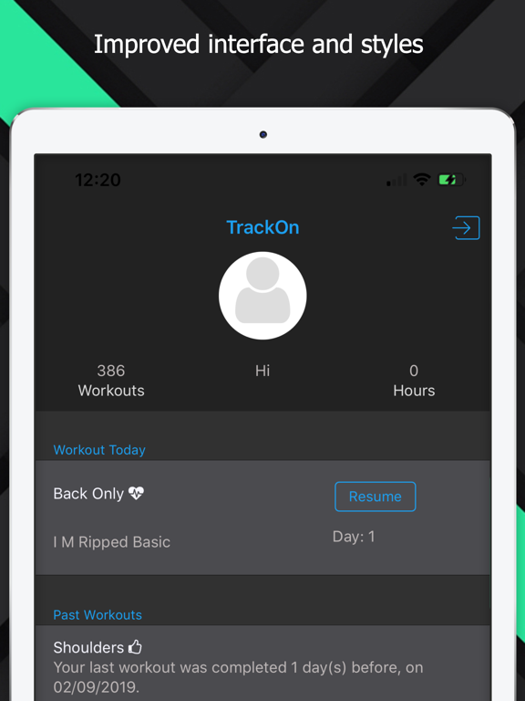 TrackOn - Workouts iPad screenshot 1 - Health & Fitness app
