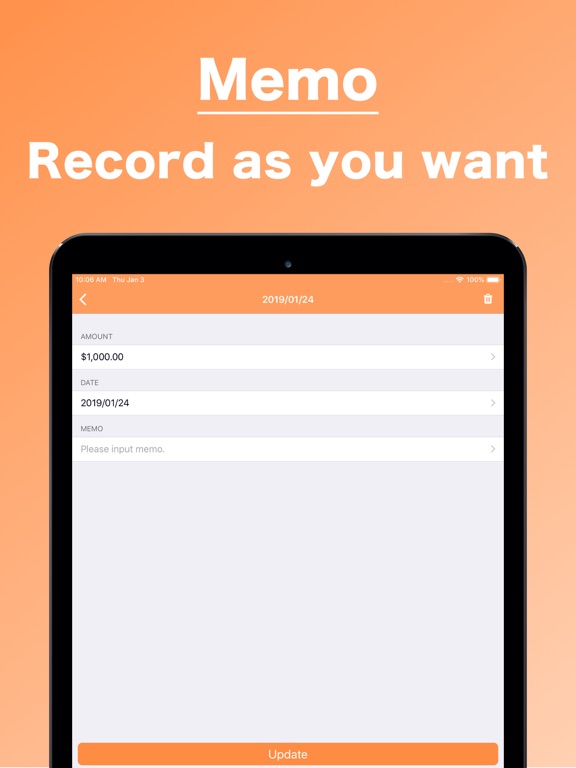 Monthly Balance Recorder iPad screenshot 4 - Finance app