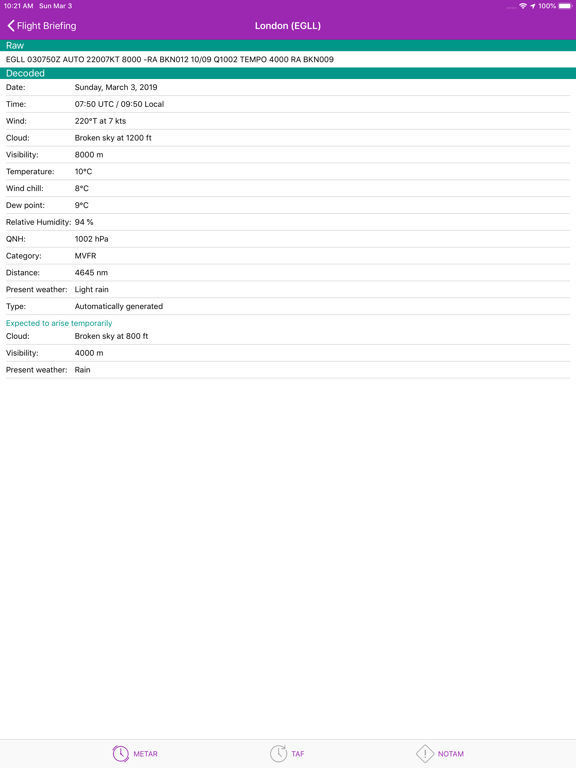 Flight Briefing iPad screenshot