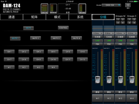 DAM124 Digital Mixer iPad screenshot