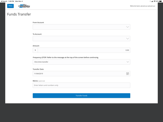 Fox Communities CU iPad screenshot 3 - Finance app