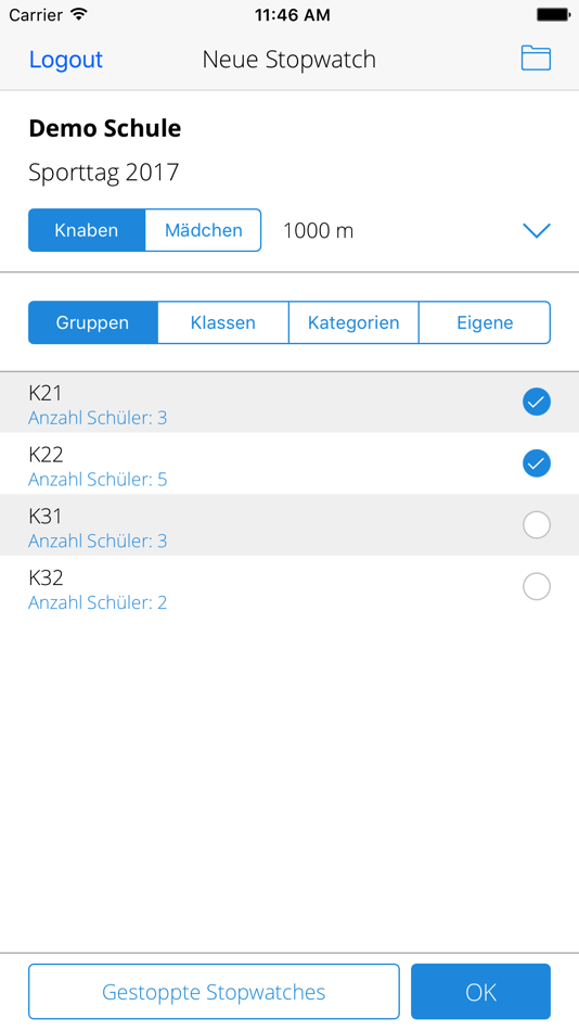 #2. Stopwatch SporttagWeb (iOS) Podle: mk-solutions.ch GmbH