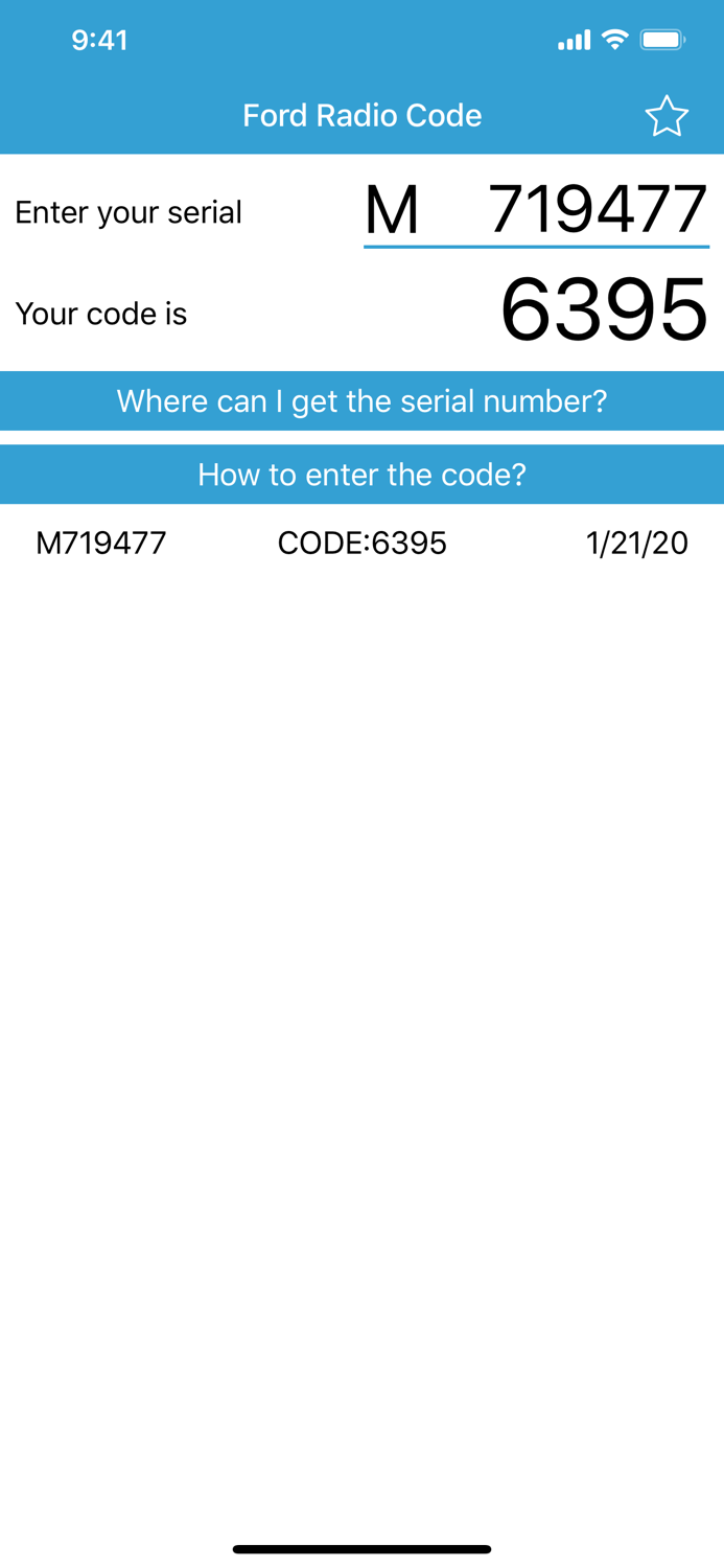 Radio Code for Ford M