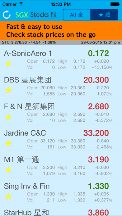 SGX Stocks Screenshot