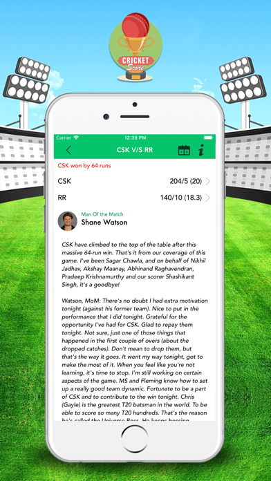 CricketScore: Live Match Score Screenshot