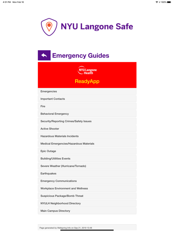 NYU Langone Safe iPad screenshot