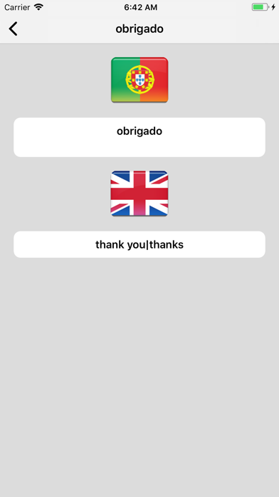 Portuguese/English Dictionary Screenshot