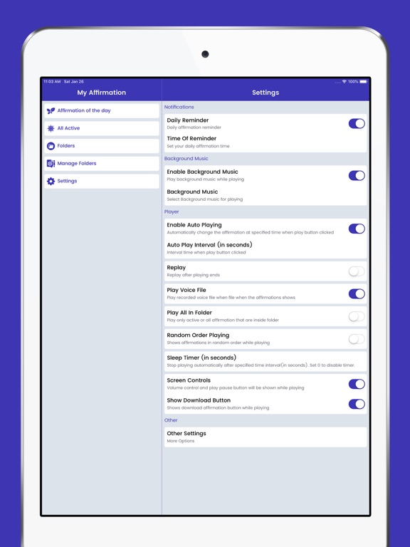 Affirmations - Self Motivation iPad screenshot 8 - Health & Fitness app