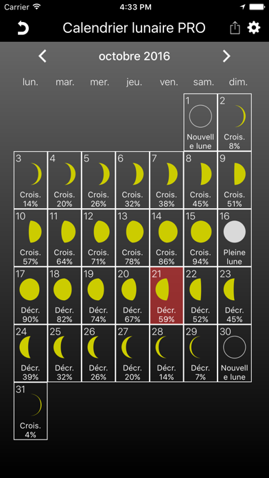 Screenshot #1 pour Le Calendrier lunaire PRO