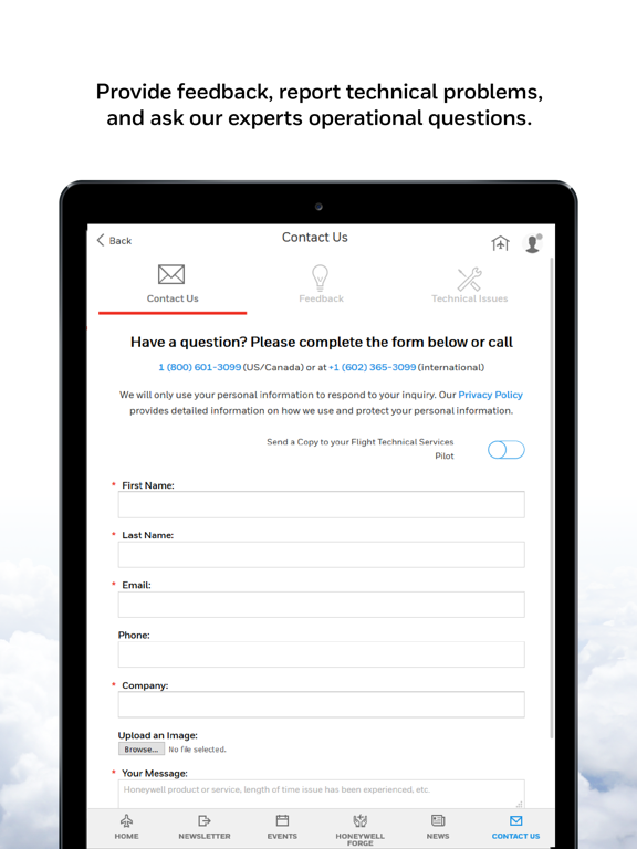 Honeywell Pilot Gateway iPad screenshot