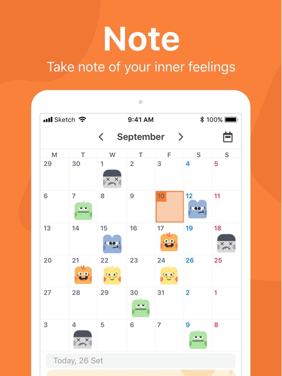 Mood journal - MojiNote iPad screenshot 1 - Lifestyle app