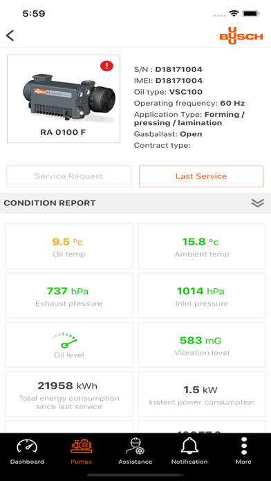 Busch Vacuum-App Screenshot