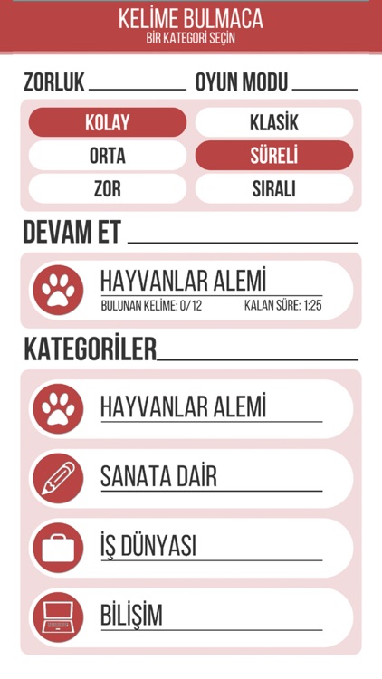 Kelime Bul - Türkçe