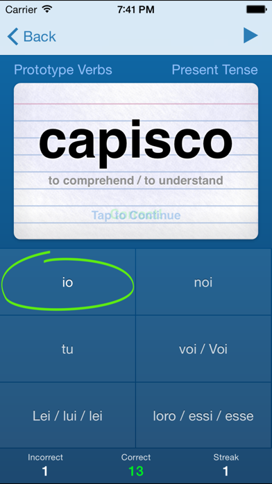 Screenshot #2 pour Entraîneur de verbes italiens