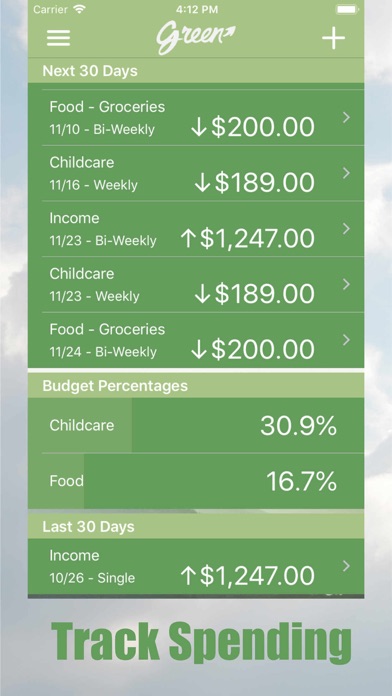 Green - Budget Forecasting Screenshot