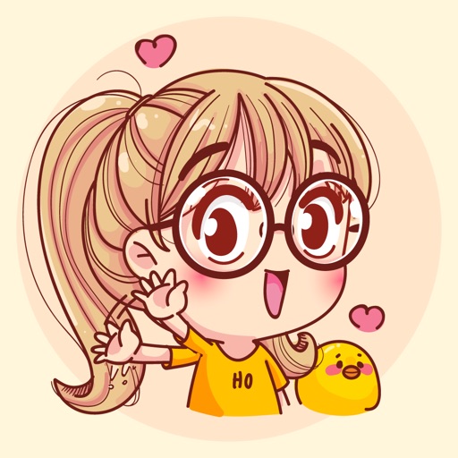 Happy Cute Girl Stickers icon