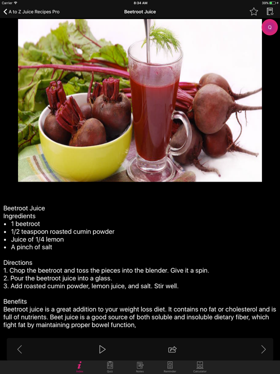 AZ Juice Recipes iPad screenshot