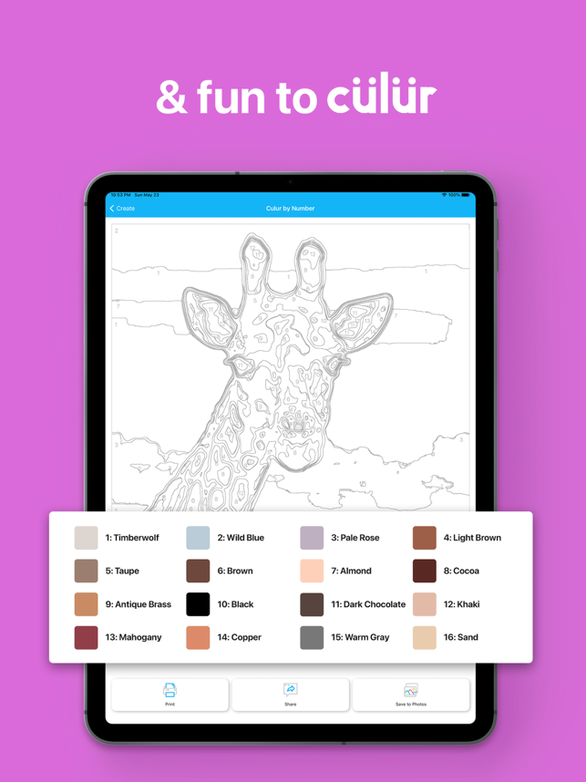 Barva: Screenshot Custom Color by Number