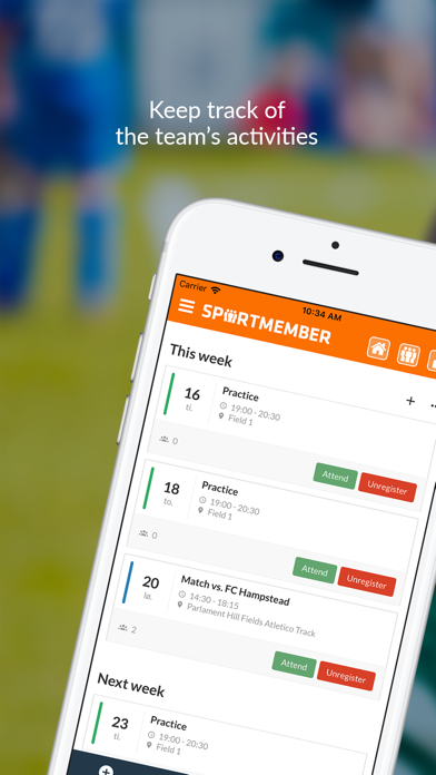 SportMember - Mobile team app Screenshot