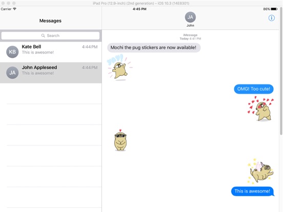 Mochi the pug iPad screenshot 1 - Stickers app