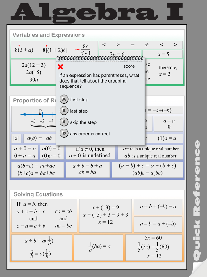 #4. Algebra I Quick Reference (iOS) 由: Ventura Educational Systems