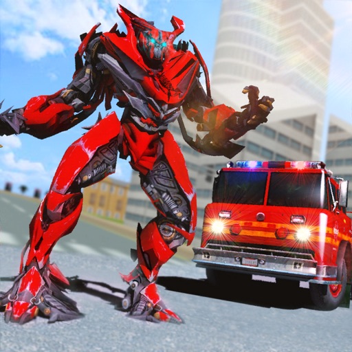 Fire Truck Fighter Robot Fight Icon