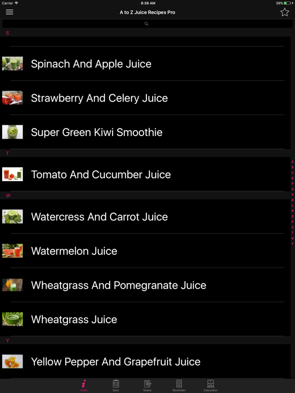 AZ Juice Recipes iPad screenshot